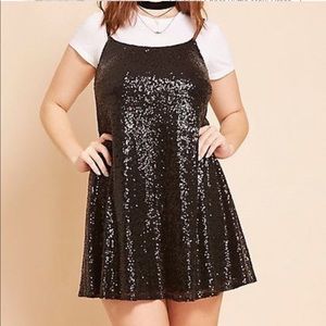 Black sequin slip dress